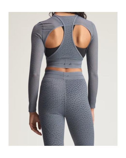 Adidas By Stella McCartney Gray Cropped Mesh Performance Top