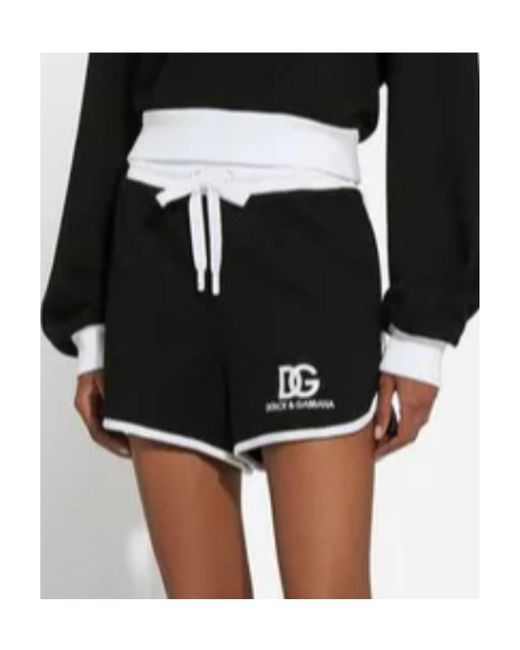 Dolce & Gabbana Black Dg Logo Embroidered Jersey Shorts