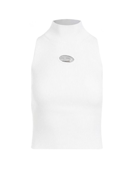 DIESEL White M-Onervax Ribbed-Knit Turtleneck Top
