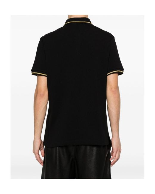 Versace Jeans Black Ribbed-Trim Polo Shirt for men