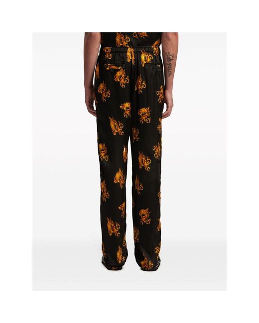 Palm Angels Black Burning Logo-Printed Drawstring Trousers for men
