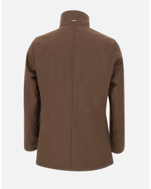 Herno Brown Stand-Collar Parka for men