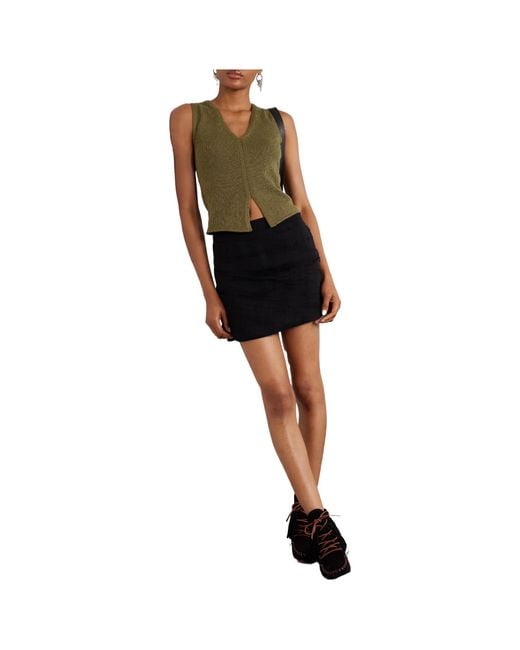 The Elder Statesman Green Cotton V-Neck Tank Top
