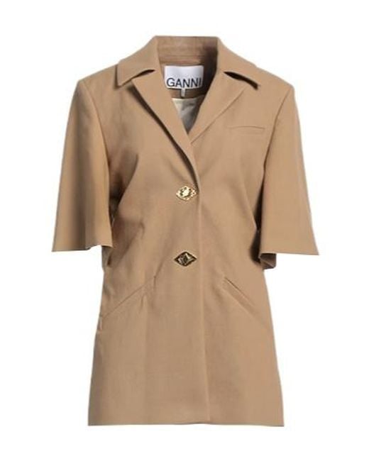 Ganni Natural Minimalist Single-Breasted Blazer