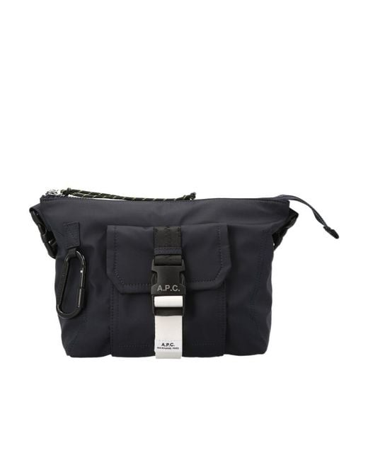 A.P.C. Black Logo Buckled Shoulder Bag for men