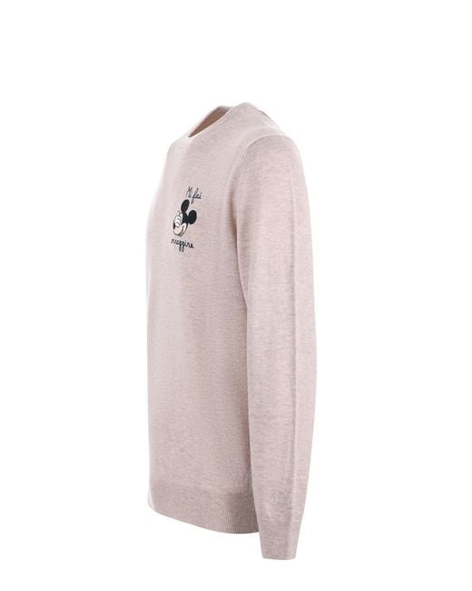 Mc2 Saint Barth Pink Mickey Embroidered Sweater for men