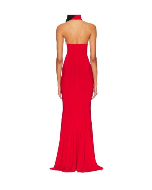 Norma Kamali Red Halter-Neck Mermaid Dress