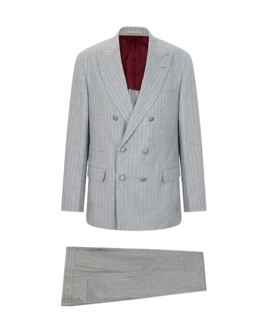 Brunello Cucinelli Gray Long-Sleeve Suit Set for men