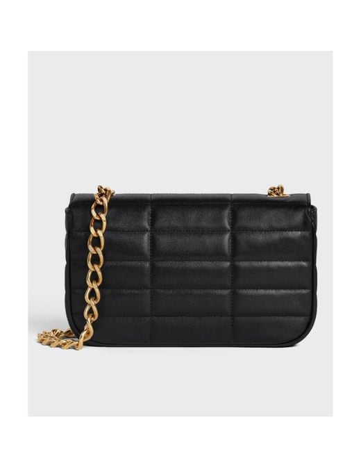 Céline Black Chain Shoulder Bag Matelasse Monochrome