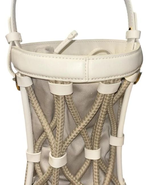 Coccinelle White Logo Stamp Drawstring Tote Bag