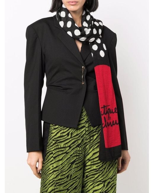 Moschino Black Logo-Print Spotted Scarf