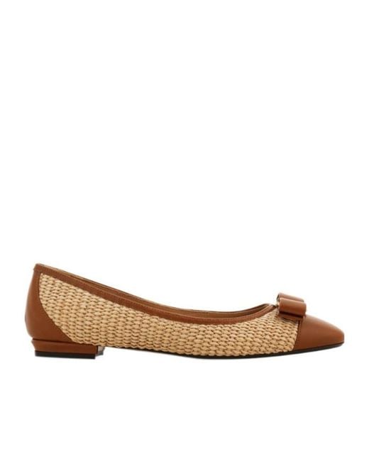 Ferragamo Brown Varina Ballet Flat