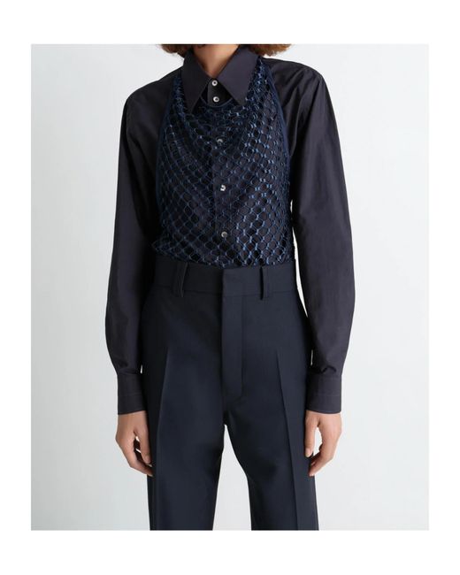 Lemaire Blue Fishnet Halter Top
