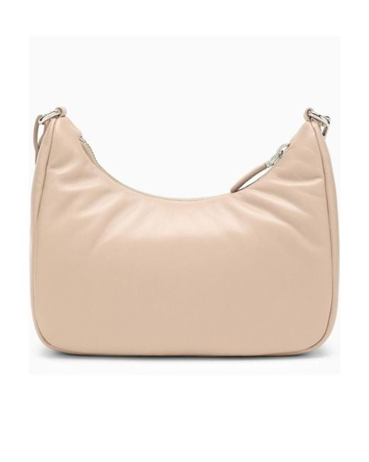 Prada Natural Logo Plaque Chain-Linked Shoulder Bag