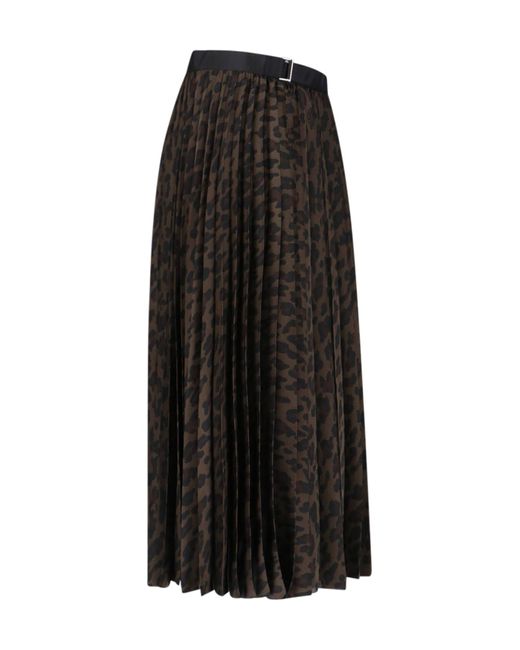 Sacai Black Leopard Print Skirt