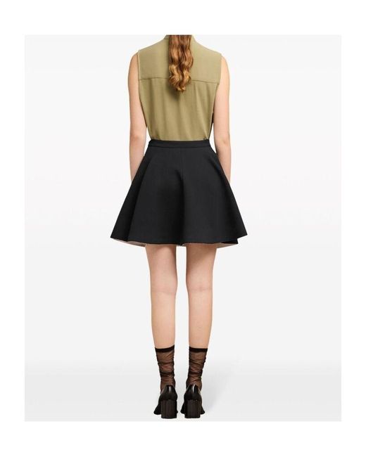 AMI Black High-Waist Pleated Skirt
