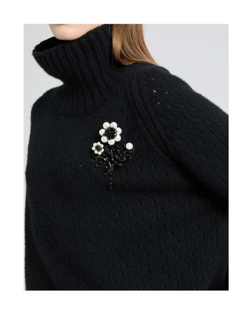 Ermanno Scervino Black Oversized Pure Cashmere Turtleneck Sweater