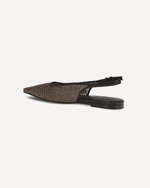 Brunello Cucinelli Brown Precious Net Embroidery Slingback Flats