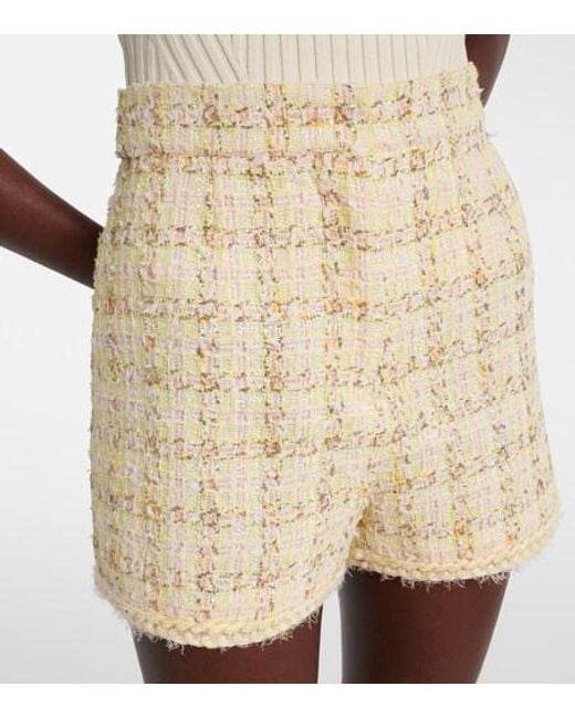 Giambattista Valli Natural Checked Cotton-Blend Shorts