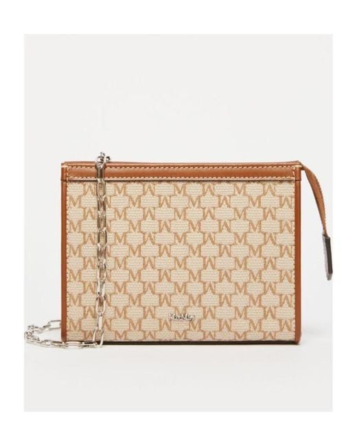 Max Mara Natural Logo Plaque Zip-Up Clutch Bag