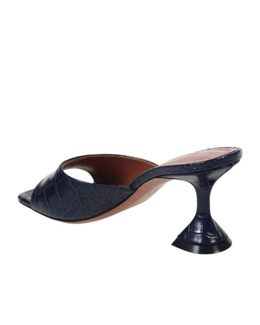 AMINA MUADDI Blue Square-Toed High-Heeled Sandals