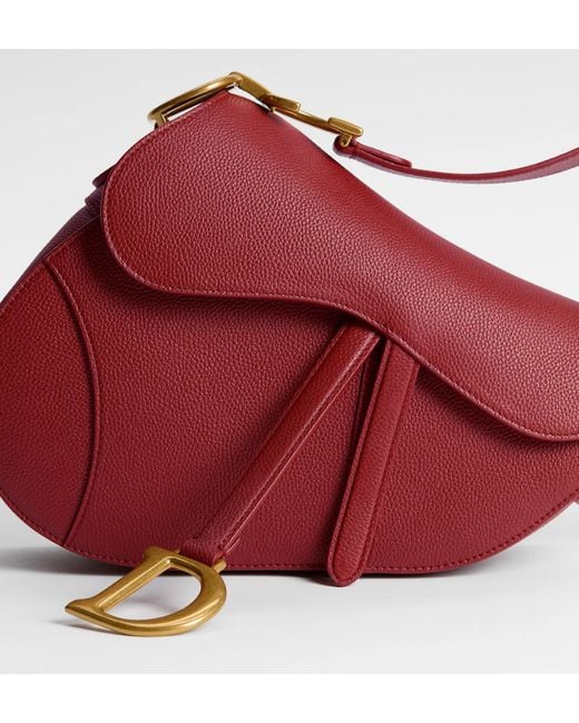 Dior Red Saddle Bag With Strap