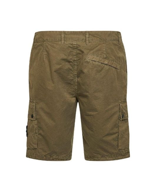 Stone Island Green Compass Patch Cargo Shorts for men