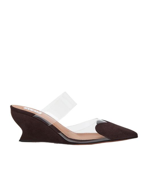 Alaïa Brown Wedge Suede Mules