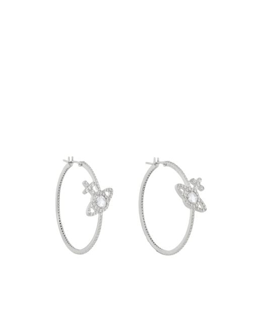 Vivienne Westwood White Olympia Cz Pave Hoop Earrings