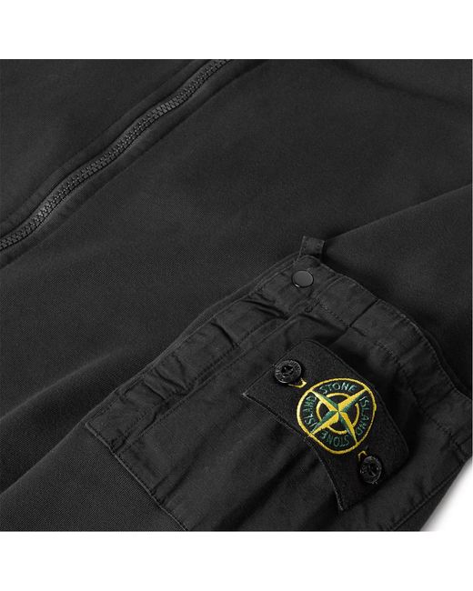 Stone Island Black Logo Zip-Up Sweatshirt for men