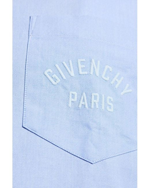Givenchy Blue Logo-Embroidered Shirt for men