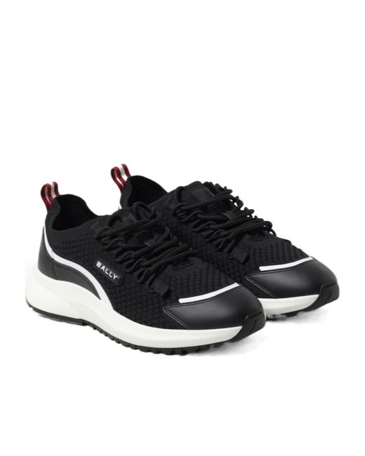Bally Black Logo Patch Lace-Up Sneakers for men