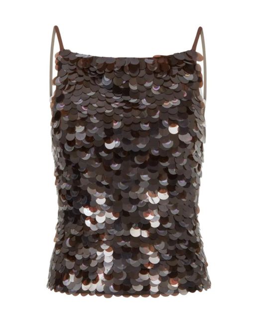 P.A.R.O.S.H. Brown Sequin Straps Top