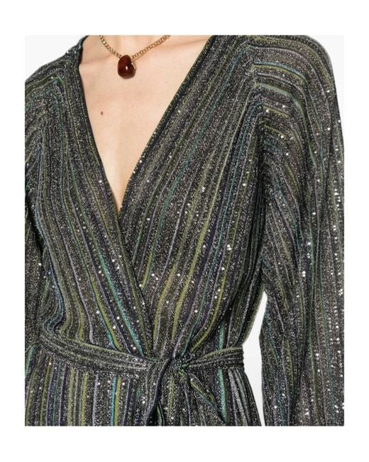 Missoni Gray Sequin-Embellished Striped Cardigan