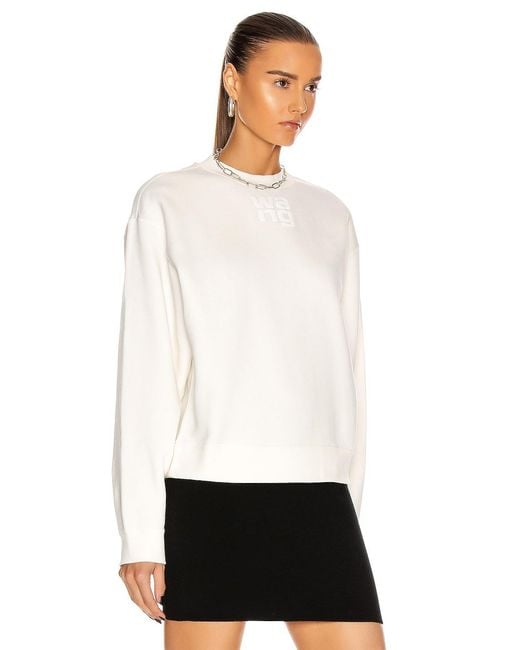 T By Alexander Wang White Embossed Logo Sweater