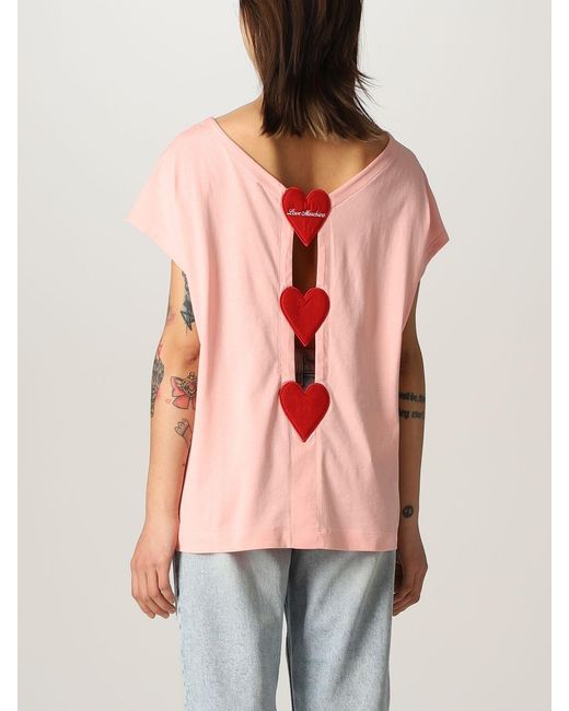 Moschino Red T-Shirt With Round Neck And Short Sleeves