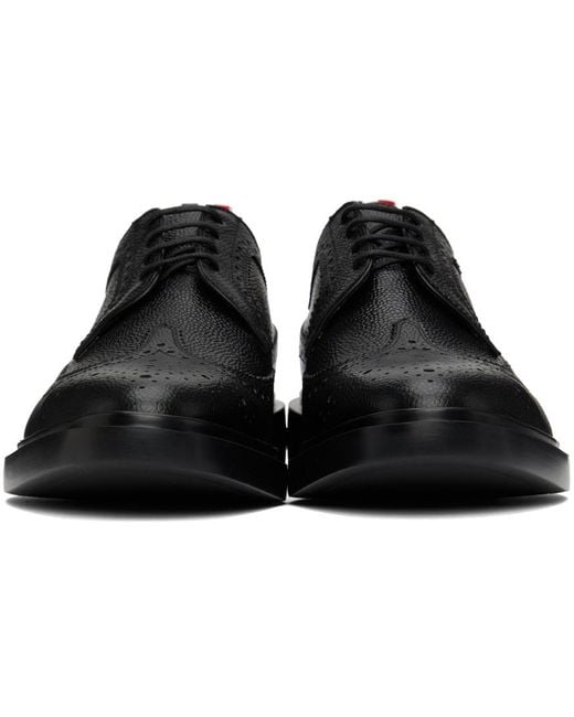 Thom Browne Black Longwing Almond-Toe Derby Shoes for men