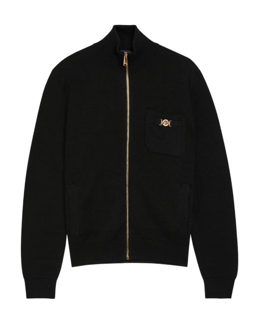 Versace Black Zip-Up Knitted Sweater for men