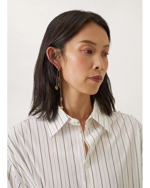 Lemaire White Charm Chain Drop Earrings