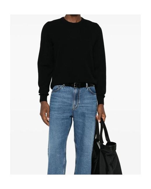 Fedeli Black Crew-Neck Long-Sleeve Sweater for men