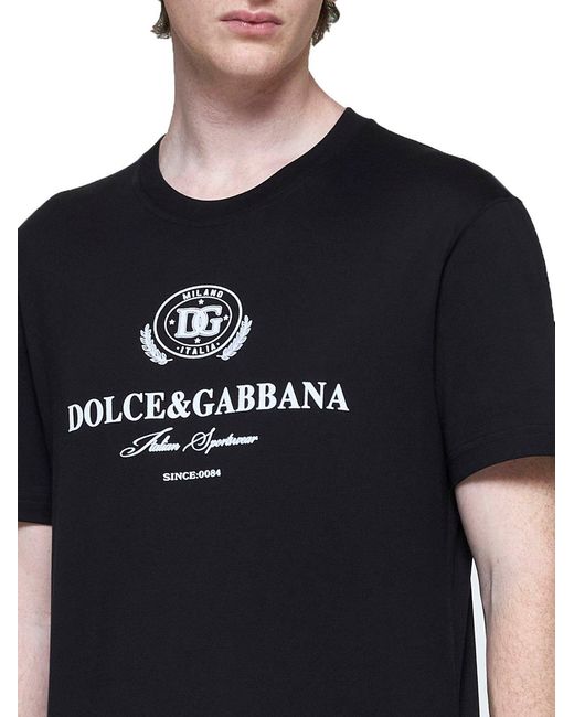 Dolce & Gabbana Black Logo Detailed Crewneck T-Shirt for men