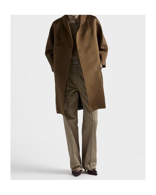 Prada Natural Pleated Straight-Leg Pants
