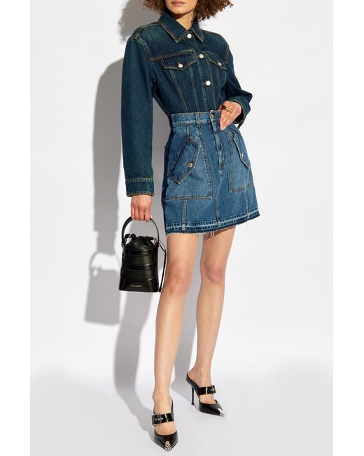 McQueen Blue Buttoned Denim Jacket