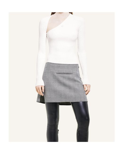 Courreges White Slash Ribbed-Knit Top