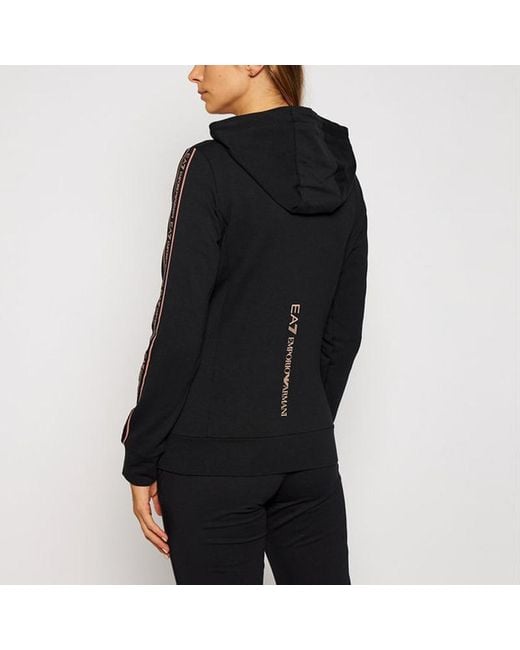 EA7 Black Zip-Through Hooded Jacket