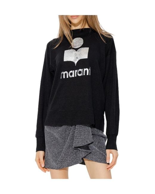 Isabel Marant Black Logo-Print Linen Sweatshirt
