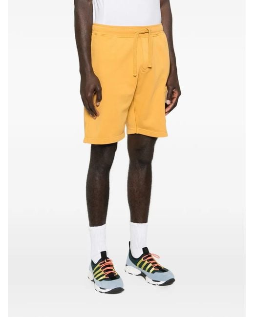 Stone Island Yellow Logo Patch Shorts for men