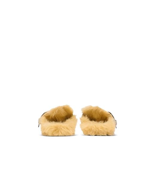 Balmain Brown Leather Faux Fur-Lined Mules for men
