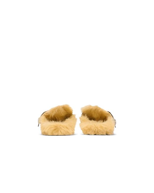 Balmain Black Flat Leather And Faux Fur Mules