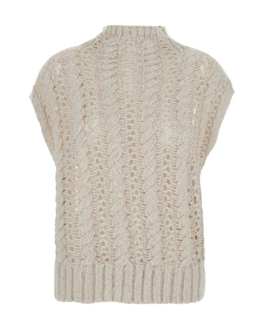 Antonelli White Round-Neck Knitted Sweater